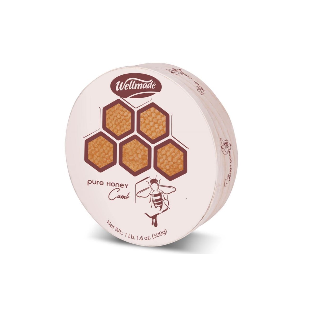 Honeycomb in wooden round package "Wellmade"" 500g